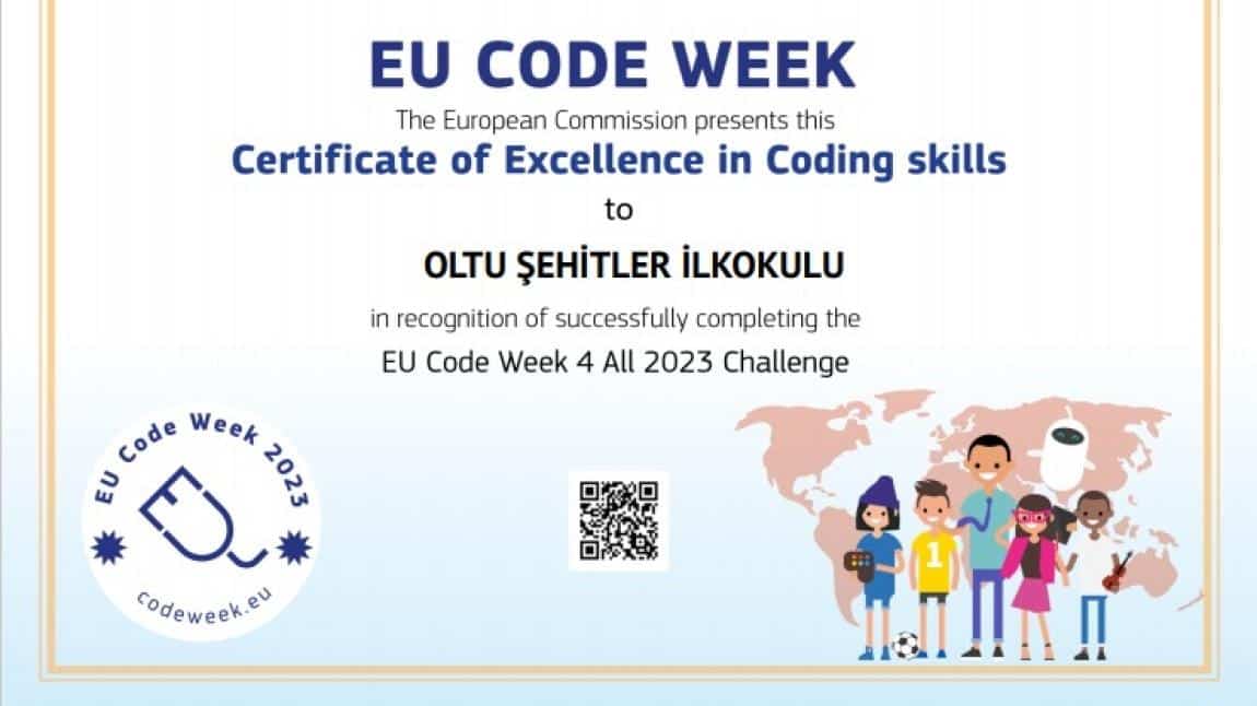EU Codeweek 2023 Katılım Sertifikamız